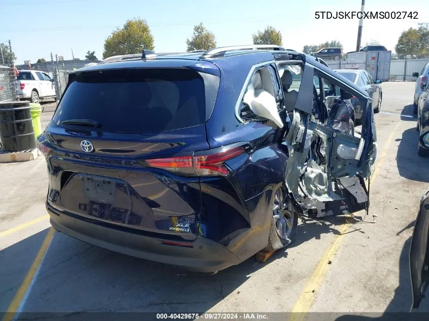 2021 Toyota Sienna Xle VIN: 5TDJSKFCXMS002742 Lot: 40429675