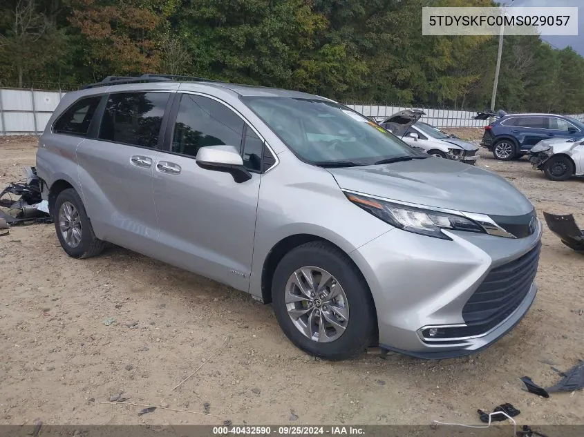 2021 Toyota Sienna Xle VIN: 5TDYSKFC0MS029057 Lot: 40432590