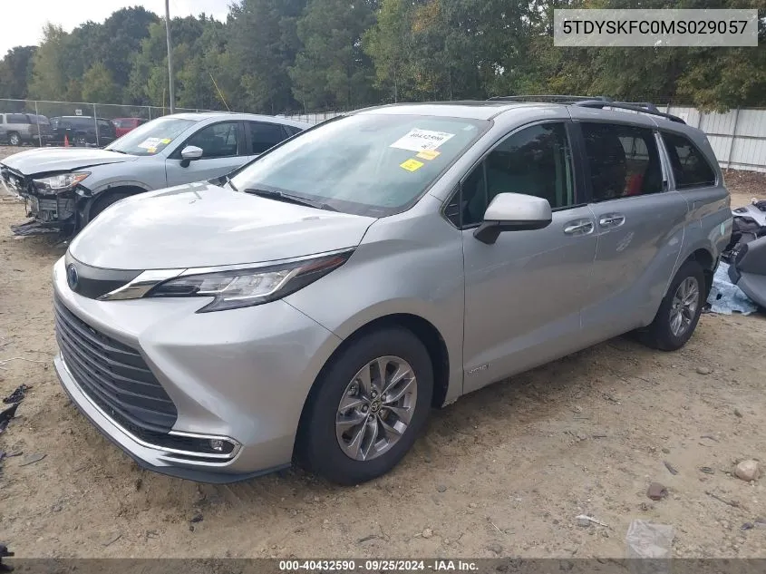 2021 Toyota Sienna Xle VIN: 5TDYSKFC0MS029057 Lot: 40432590