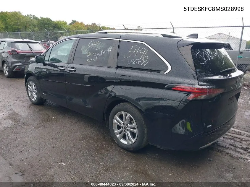 5TDESKFC8MS028998 2021 Toyota Sienna Limited/Platinum