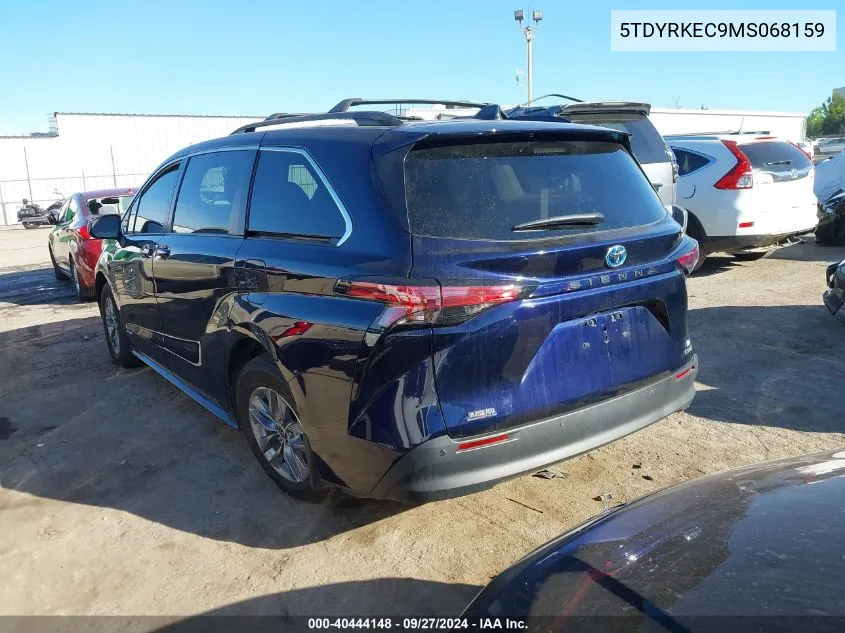 2021 Toyota Sienna Xle VIN: 5TDYRKEC9MS068159 Lot: 40444148