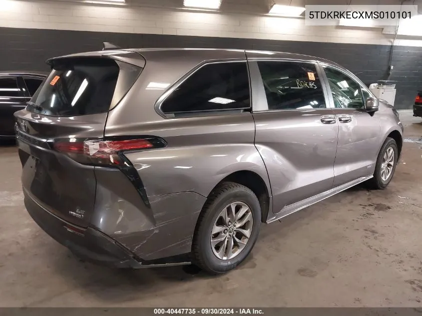 2021 Toyota Sienna Le VIN: 5TDKRKECXMS010101 Lot: 40447735