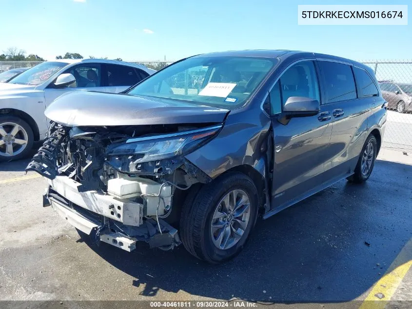 2021 Toyota Sienna Le VIN: 5TDKRKECXMS016674 Lot: 40461811