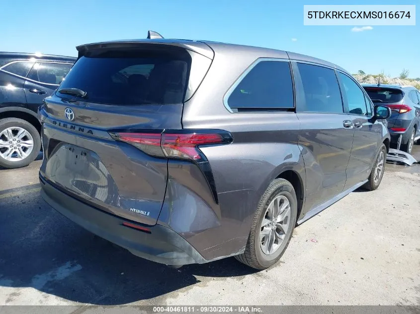 5TDKRKECXMS016674 2021 Toyota Sienna Le