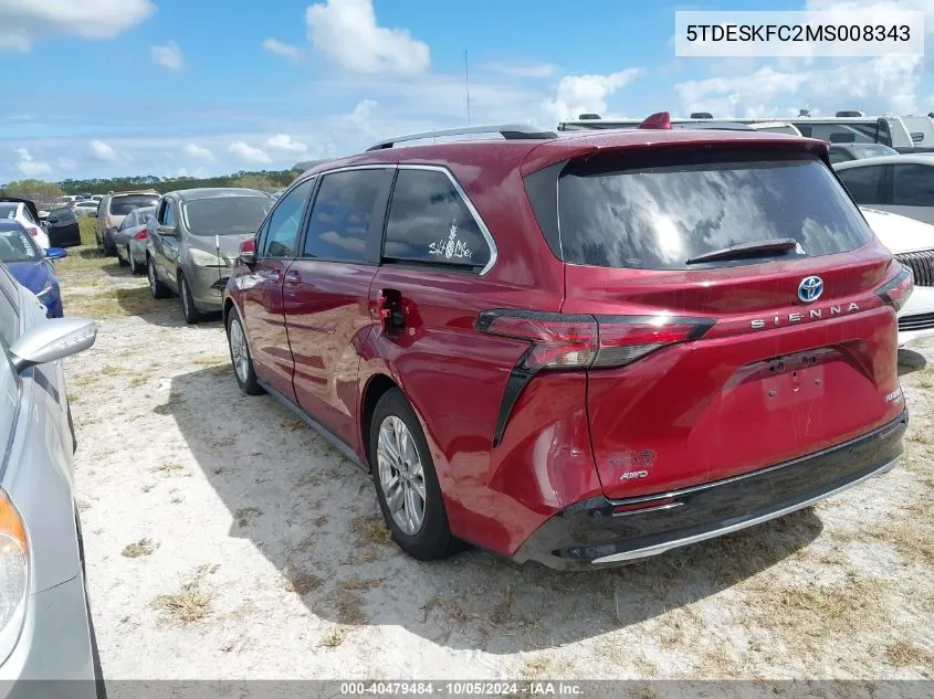 2021 Toyota Sienna Limited/Platinum VIN: 5TDESKFC2MS008343 Lot: 40479484