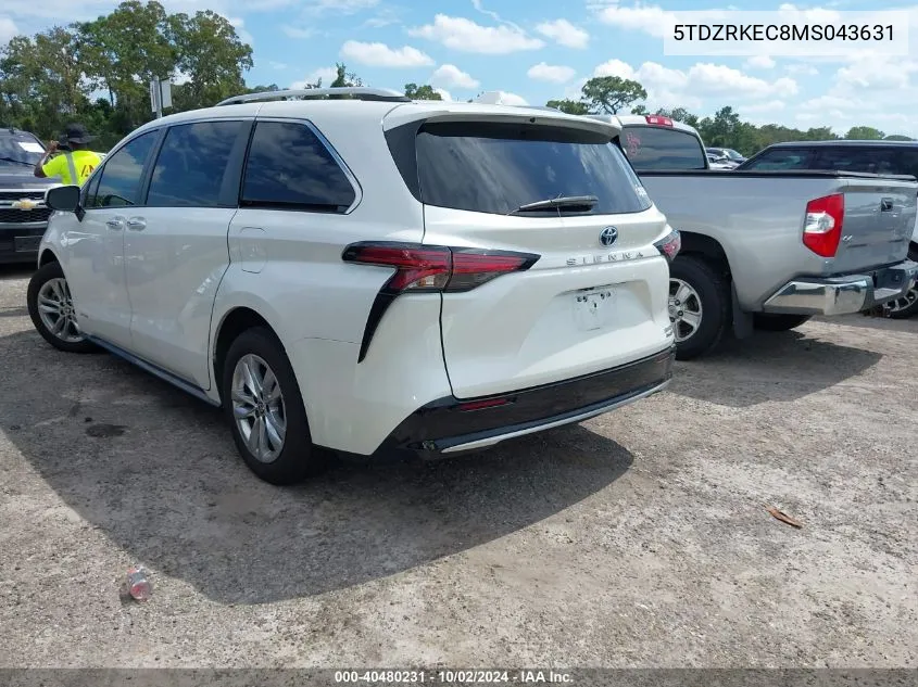 2021 Toyota Sienna Limited VIN: 5TDZRKEC8MS043631 Lot: 40480231