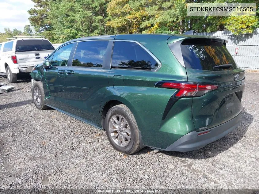 5TDKRKEC9MS016505 2021 Toyota Sienna Le