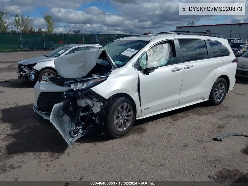 5TDYSKFC7MS020873 2021 Toyota Sienna Xle