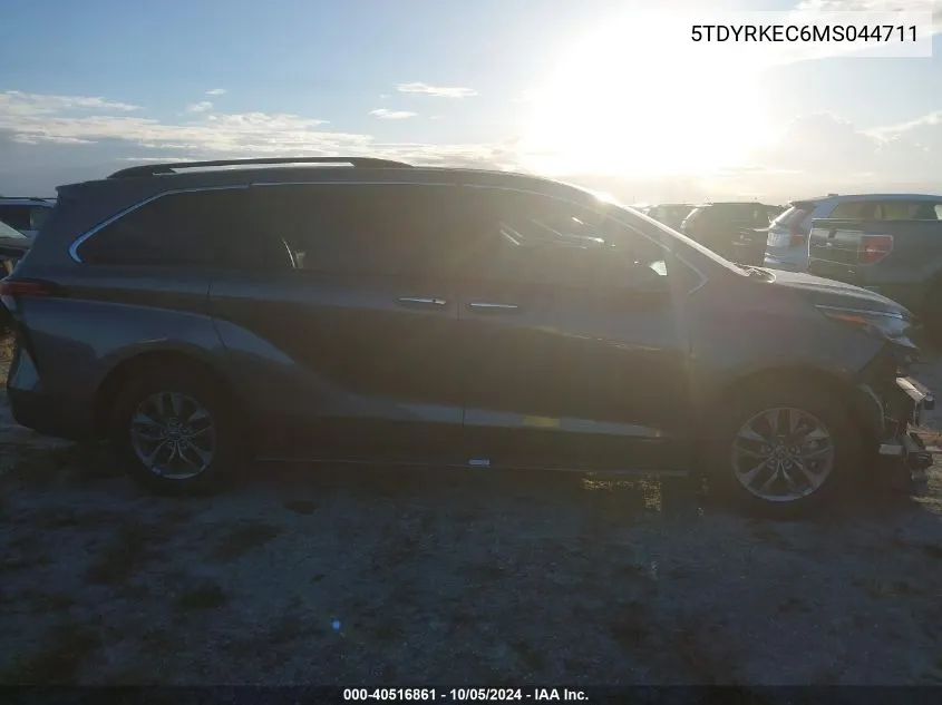 2021 Toyota Sienna Xle VIN: 5TDYRKEC6MS044711 Lot: 40516861