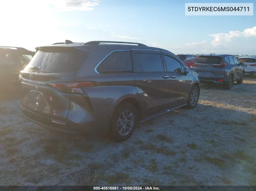 2021 Toyota Sienna Xle VIN: 5TDYRKEC6MS044711 Lot: 40516861