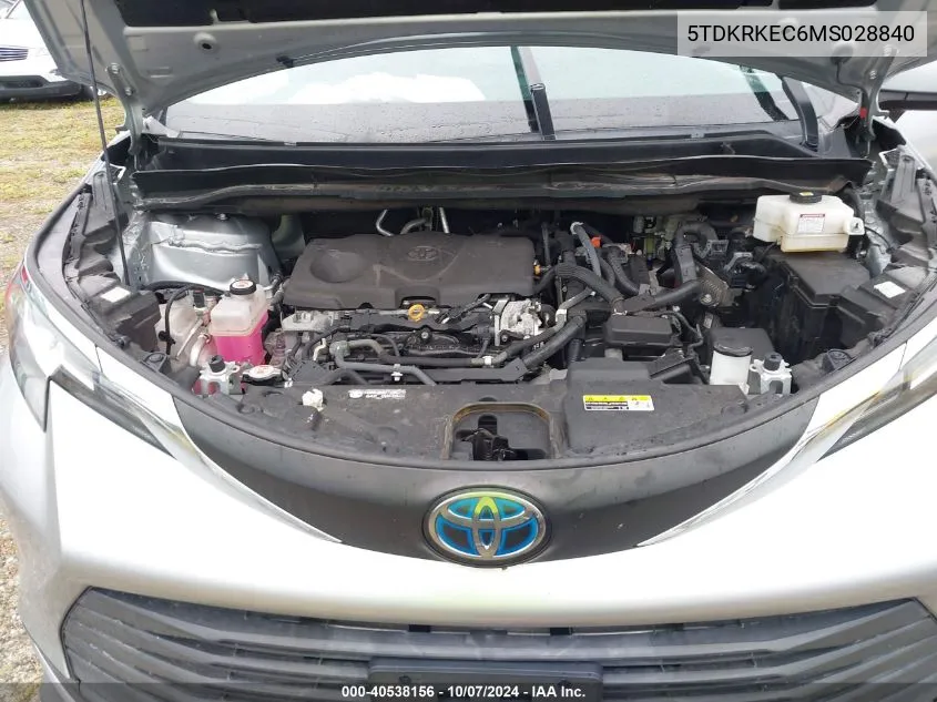 5TDKRKEC6MS028840 2021 Toyota Sienna Le