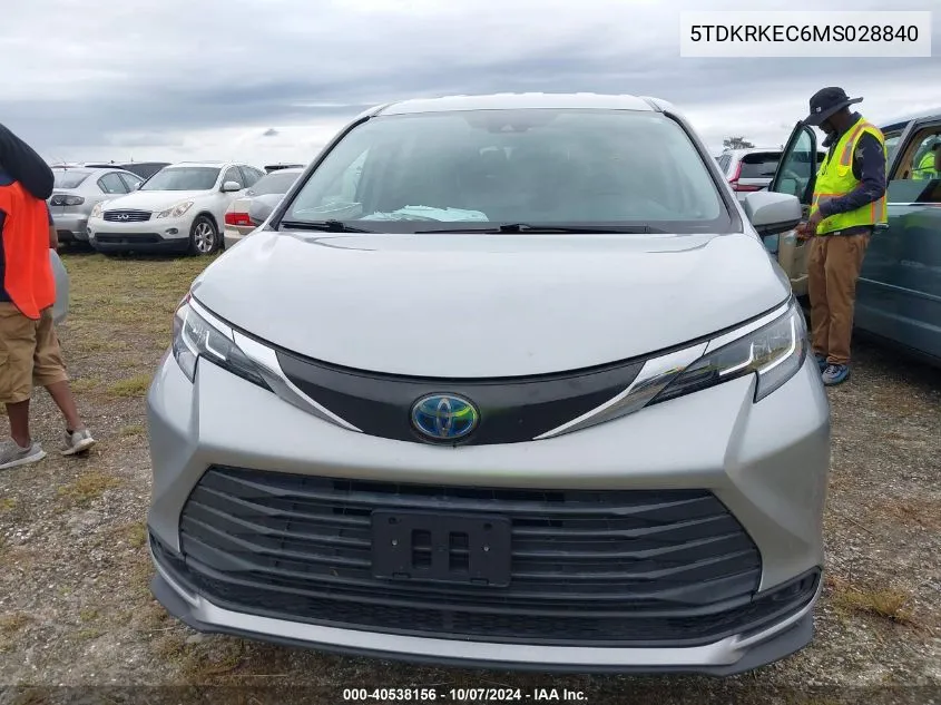 5TDKRKEC6MS028840 2021 Toyota Sienna Le