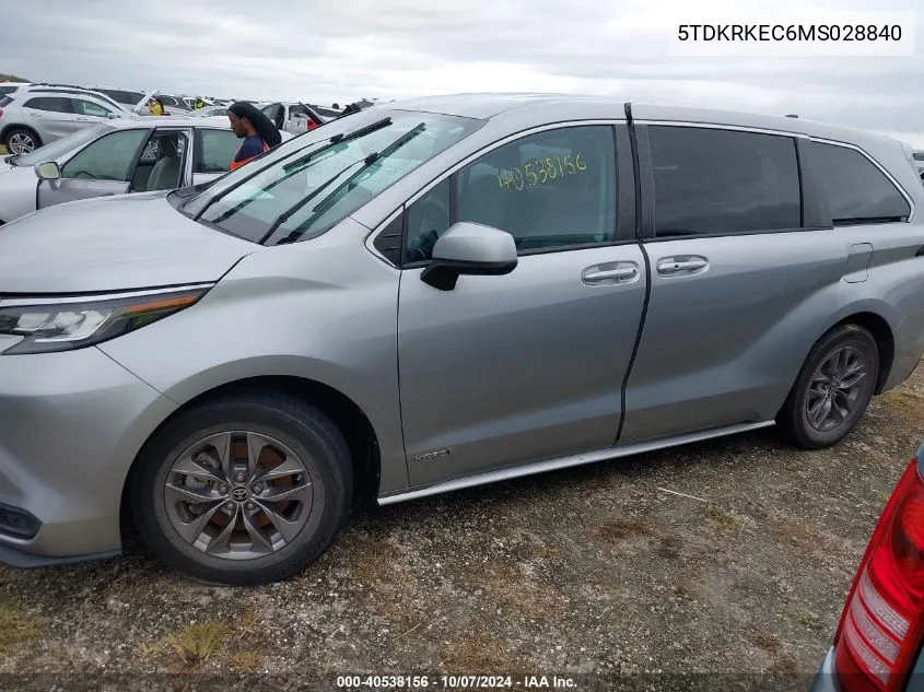 5TDKRKEC6MS028840 2021 Toyota Sienna Le