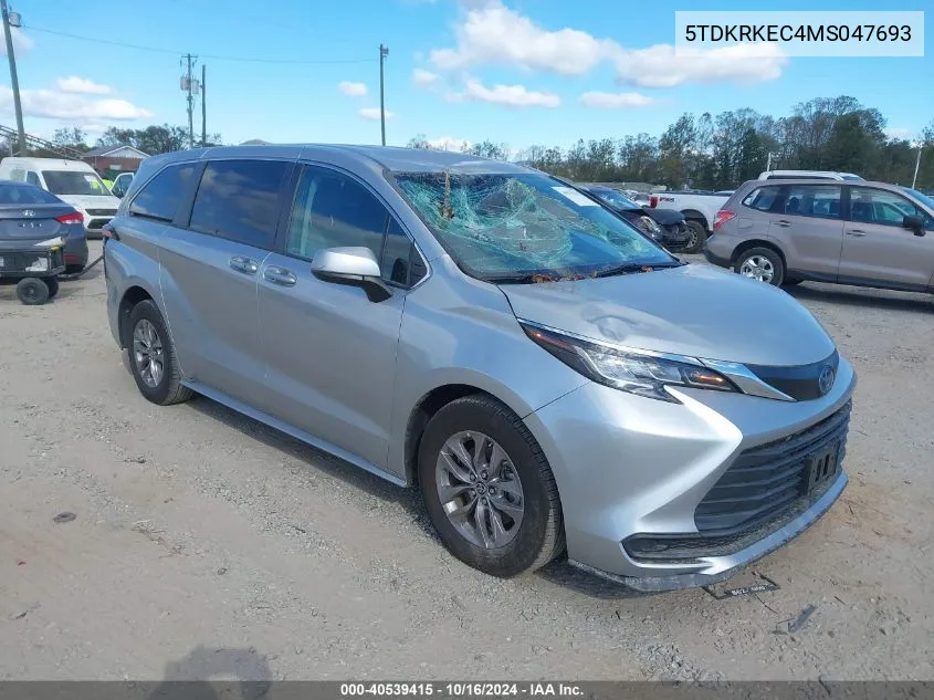 2021 Toyota Sienna Le VIN: 5TDKRKEC4MS047693 Lot: 40539415