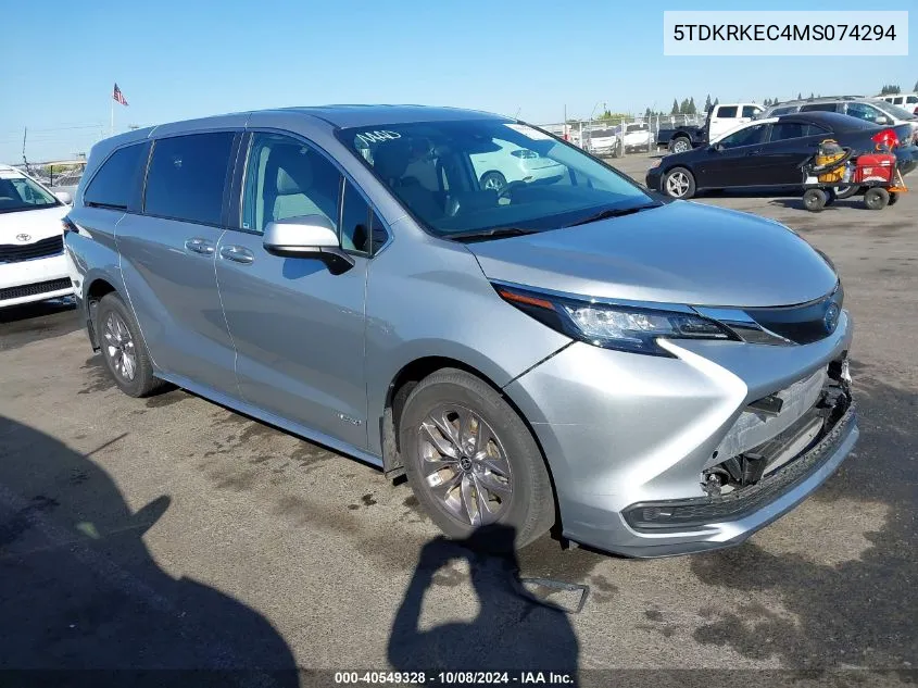 5TDKRKEC4MS074294 2021 Toyota Sienna Le