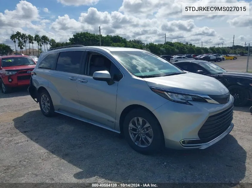 2021 Toyota Sienna Xle VIN: 5TDJRKEC9MS027015 Lot: 40554139