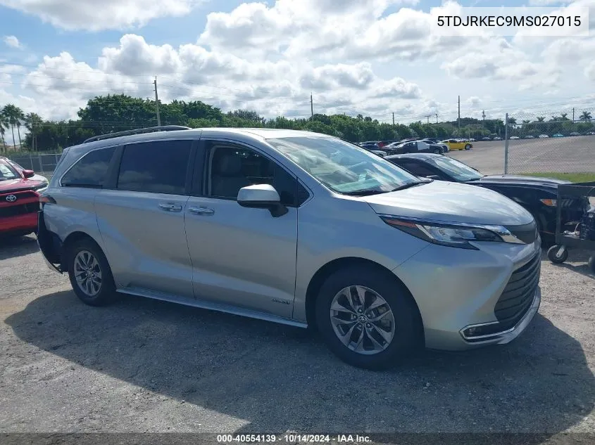 2021 Toyota Sienna Xle VIN: 5TDJRKEC9MS027015 Lot: 40554139