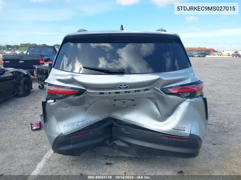 2021 Toyota Sienna Xle VIN: 5TDJRKEC9MS027015 Lot: 40554139