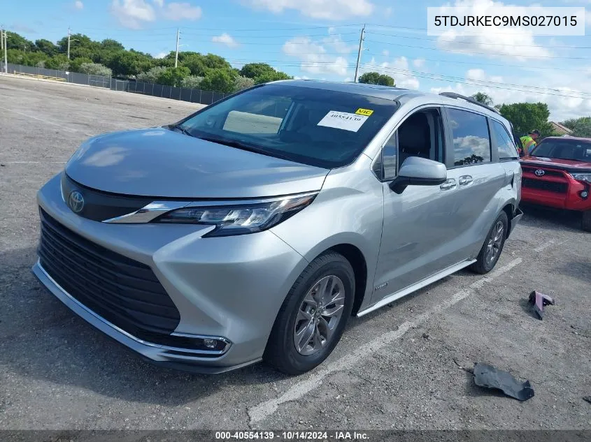 2021 Toyota Sienna Xle VIN: 5TDJRKEC9MS027015 Lot: 40554139