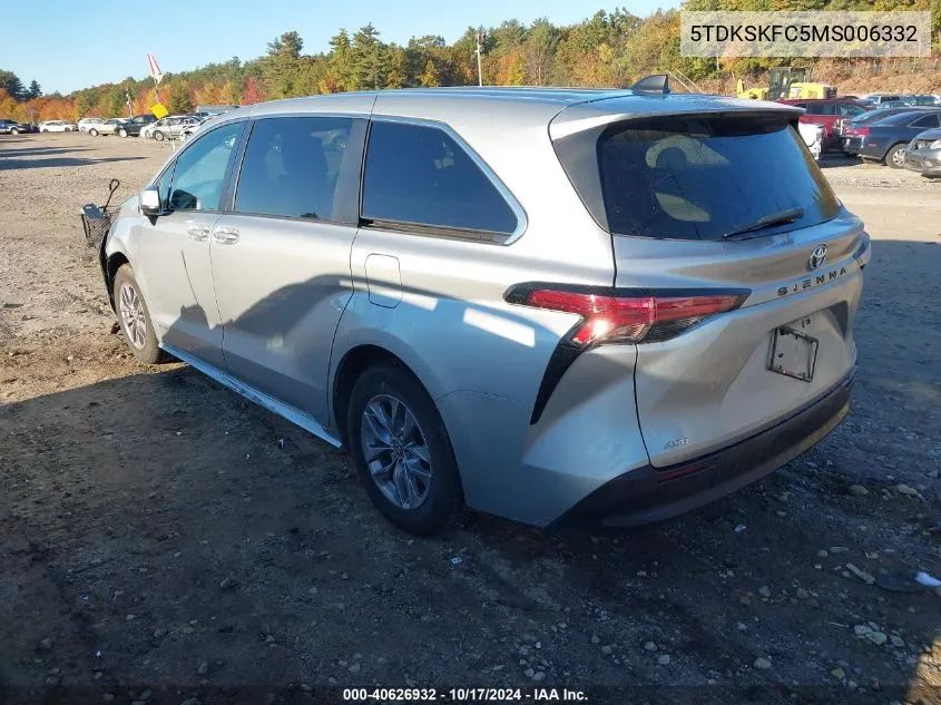 2021 Toyota Sienna Le VIN: 5TDKSKFC5MS006332 Lot: 40626932