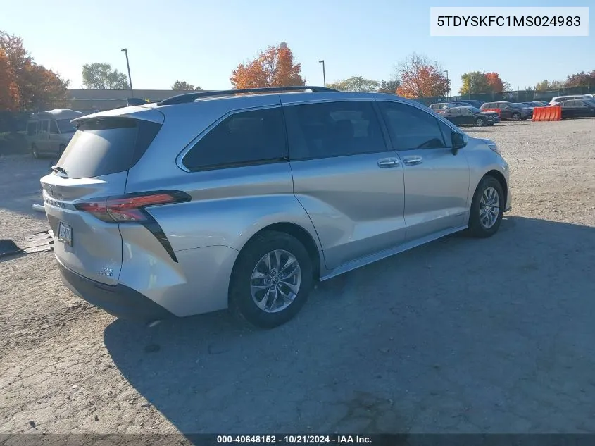 2021 Toyota Sienna Xle VIN: 5TDYSKFC1MS024983 Lot: 40648152