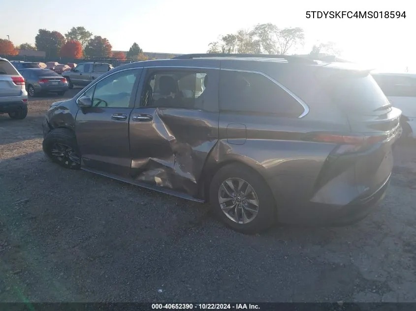 2021 Toyota Sienna Xle VIN: 5TDYSKFC4MS018594 Lot: 40652390