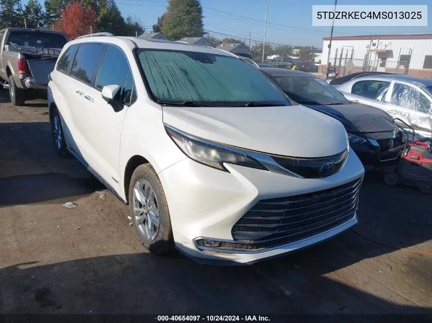 2021 Toyota Sienna Limited VIN: 5TDZRKEC4MS013025 Lot: 40654097