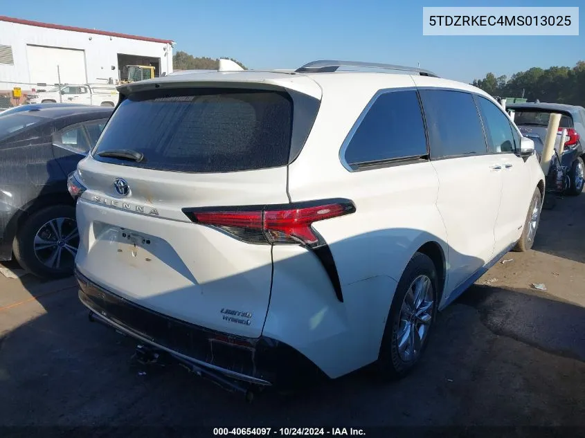 2021 Toyota Sienna Limited VIN: 5TDZRKEC4MS013025 Lot: 40654097