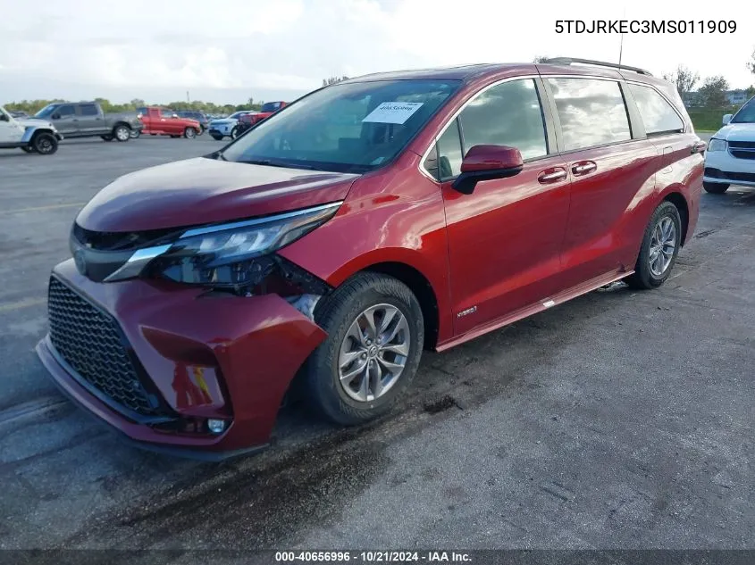 2021 Toyota Sienna Xle VIN: 5TDJRKEC3MS011909 Lot: 40656996