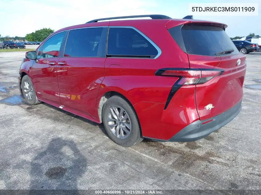 2021 Toyota Sienna Xle VIN: 5TDJRKEC3MS011909 Lot: 40656996