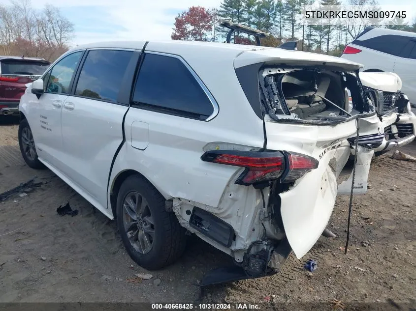 2021 Toyota Sienna Le VIN: 5TDKRKEC5MS009745 Lot: 40668425