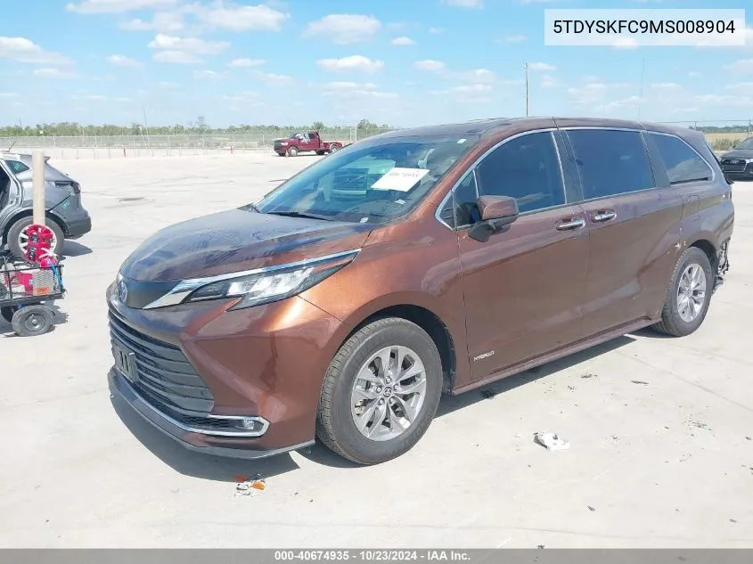 2021 Toyota Sienna Xle VIN: 5TDYSKFC9MS008904 Lot: 40674935