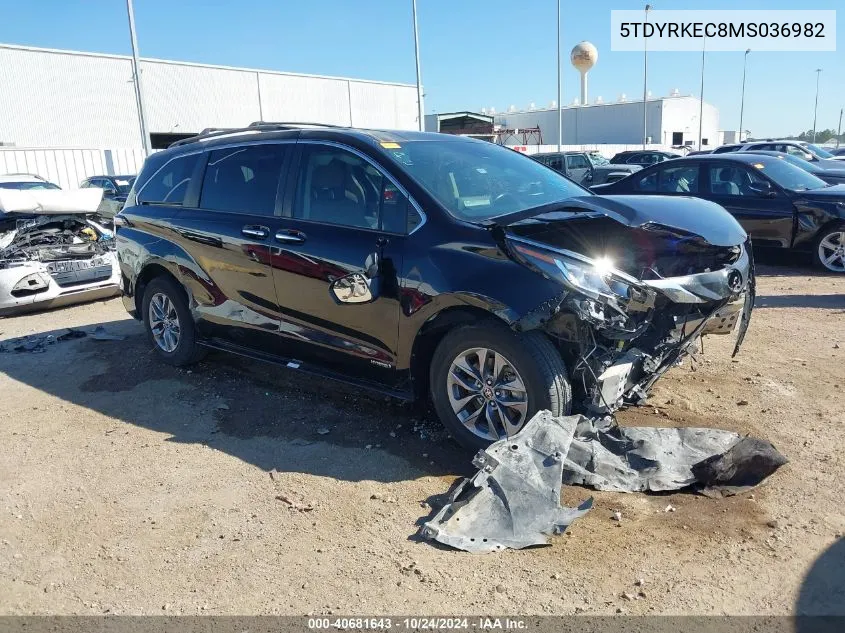 2021 Toyota Sienna Xle VIN: 5TDYRKEC8MS036982 Lot: 40681643