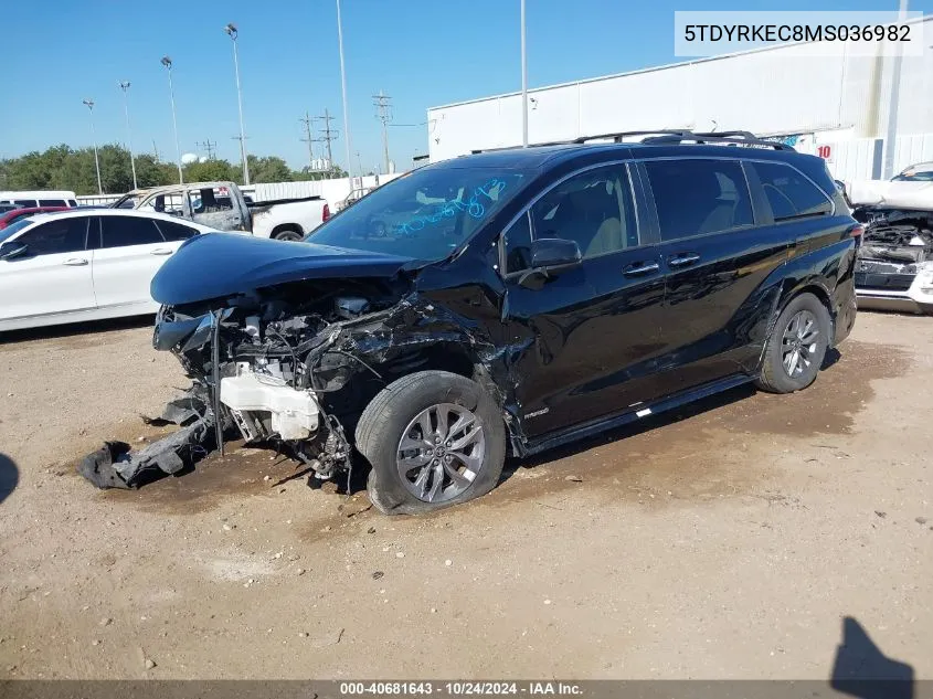 2021 Toyota Sienna Xle VIN: 5TDYRKEC8MS036982 Lot: 40681643