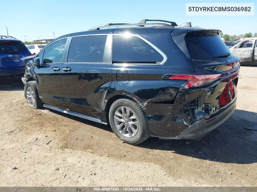 2021 Toyota Sienna Xle VIN: 5TDYRKEC8MS036982 Lot: 40681643