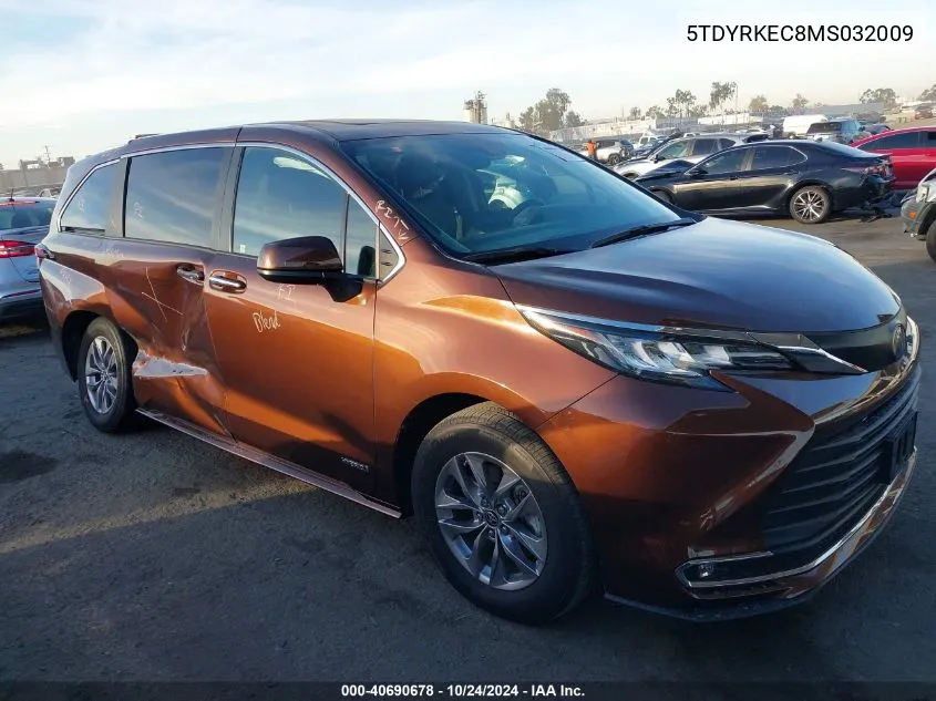 2021 Toyota Sienna Xle VIN: 5TDYRKEC8MS032009 Lot: 40690678