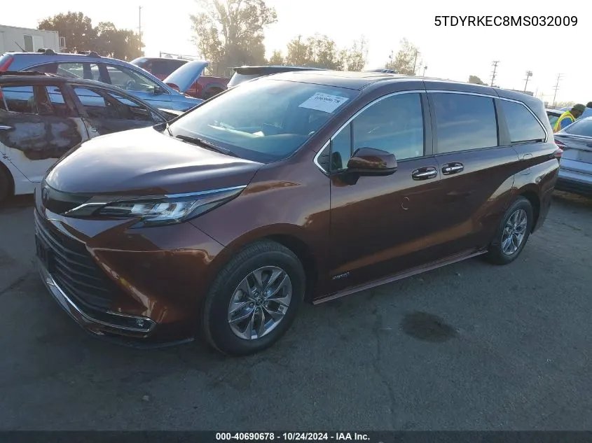 2021 Toyota Sienna Xle VIN: 5TDYRKEC8MS032009 Lot: 40690678