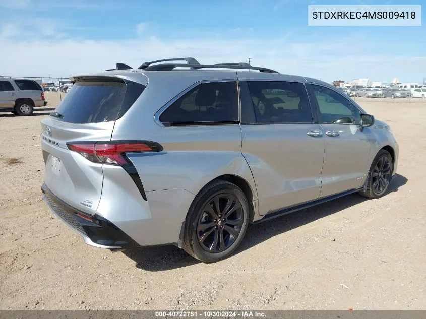 2021 Toyota Sienna Xse VIN: 5TDXRKEC4MS009418 Lot: 40722751