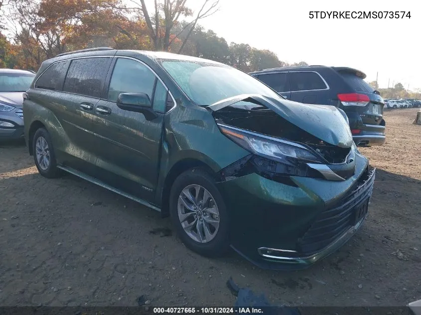 2021 Toyota Sienna Xle VIN: 5TDYRKEC2MS073574 Lot: 40727665