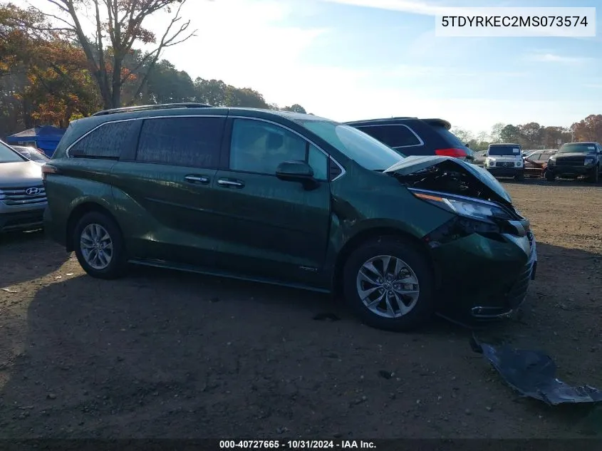 2021 Toyota Sienna Xle VIN: 5TDYRKEC2MS073574 Lot: 40727665