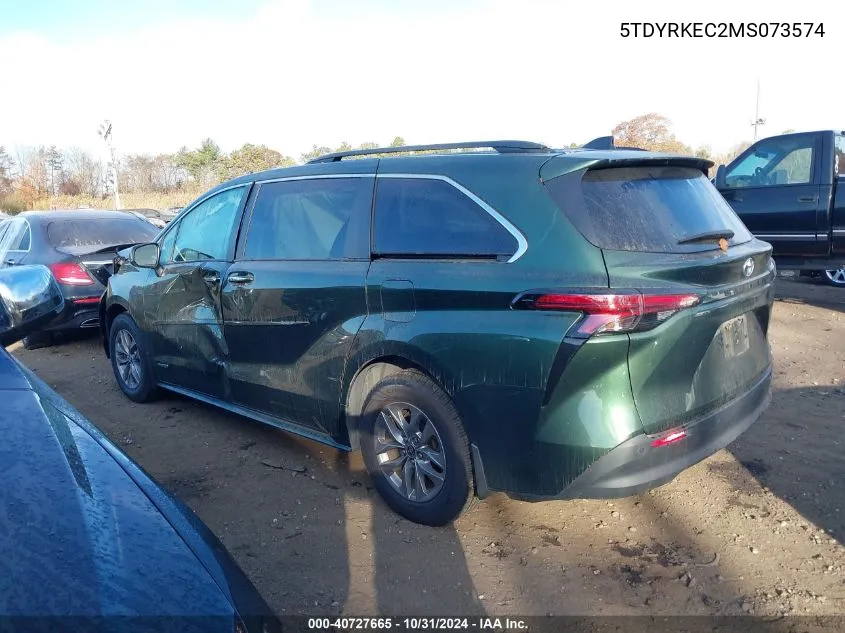 2021 Toyota Sienna Xle VIN: 5TDYRKEC2MS073574 Lot: 40727665