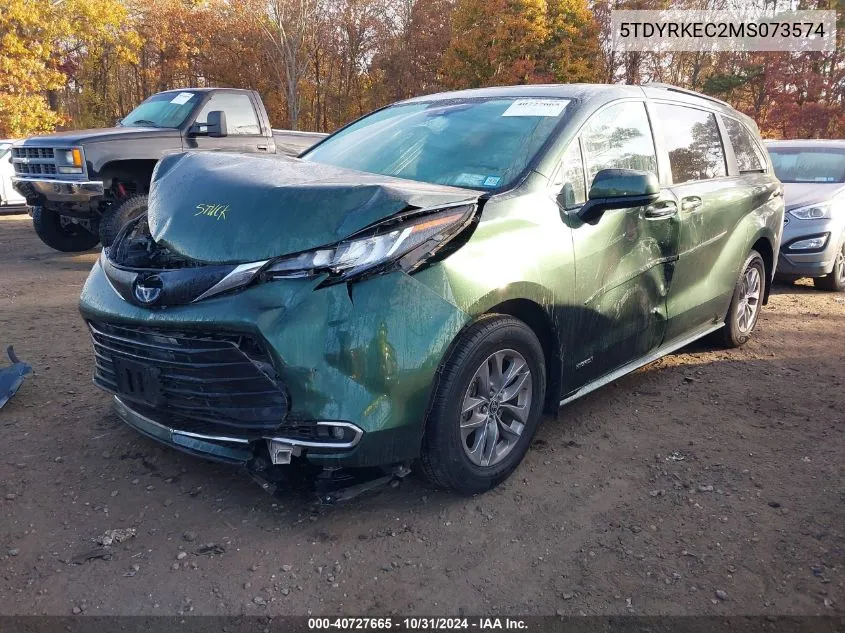 2021 Toyota Sienna Xle VIN: 5TDYRKEC2MS073574 Lot: 40727665