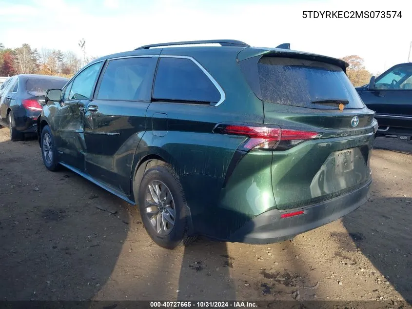 2021 Toyota Sienna Xle VIN: 5TDYRKEC2MS073574 Lot: 40727665