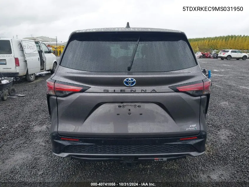 2021 Toyota Sienna Xse VIN: 5TDXRKEC9MS031950 Lot: 40741055