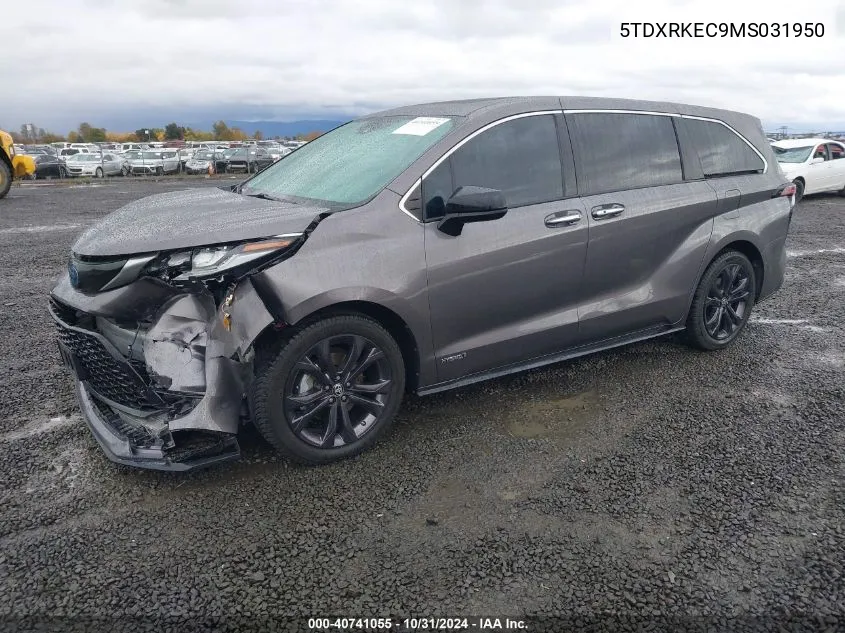 2021 Toyota Sienna Xse VIN: 5TDXRKEC9MS031950 Lot: 40741055