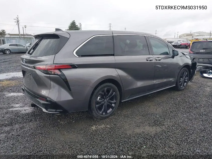 2021 Toyota Sienna Xse VIN: 5TDXRKEC9MS031950 Lot: 40741055