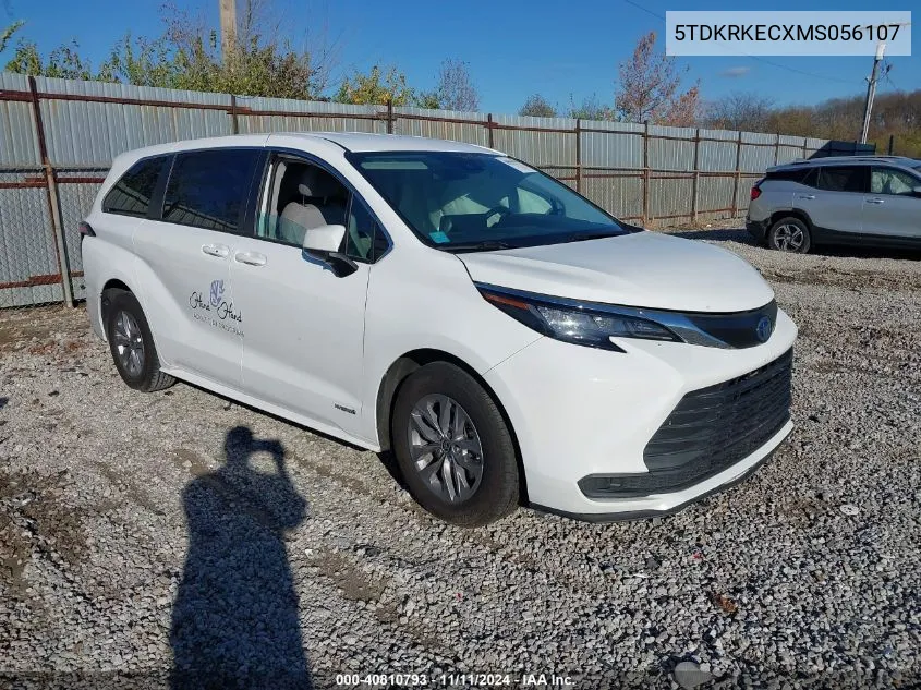 2021 Toyota Sienna Le VIN: 5TDKRKECXMS056107 Lot: 40810793