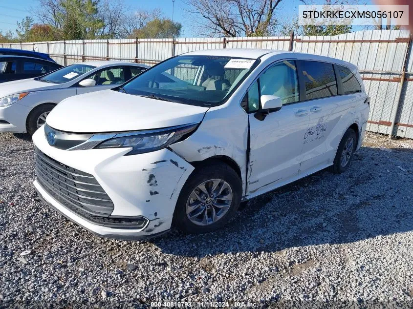 2021 Toyota Sienna Le VIN: 5TDKRKECXMS056107 Lot: 40810793