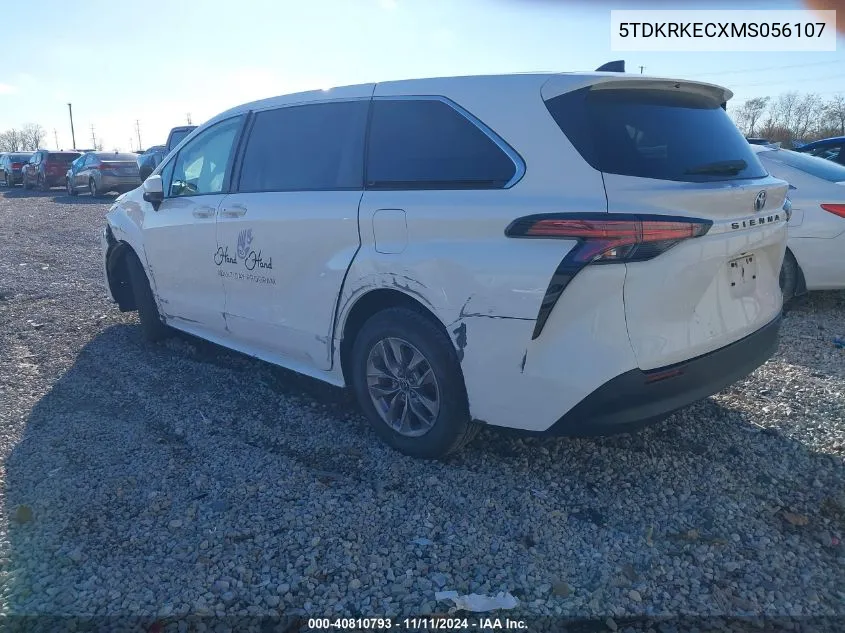 2021 Toyota Sienna Le VIN: 5TDKRKECXMS056107 Lot: 40810793