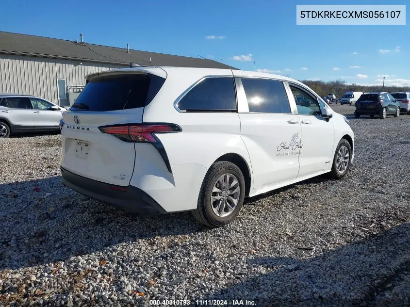 2021 Toyota Sienna Le VIN: 5TDKRKECXMS056107 Lot: 40810793